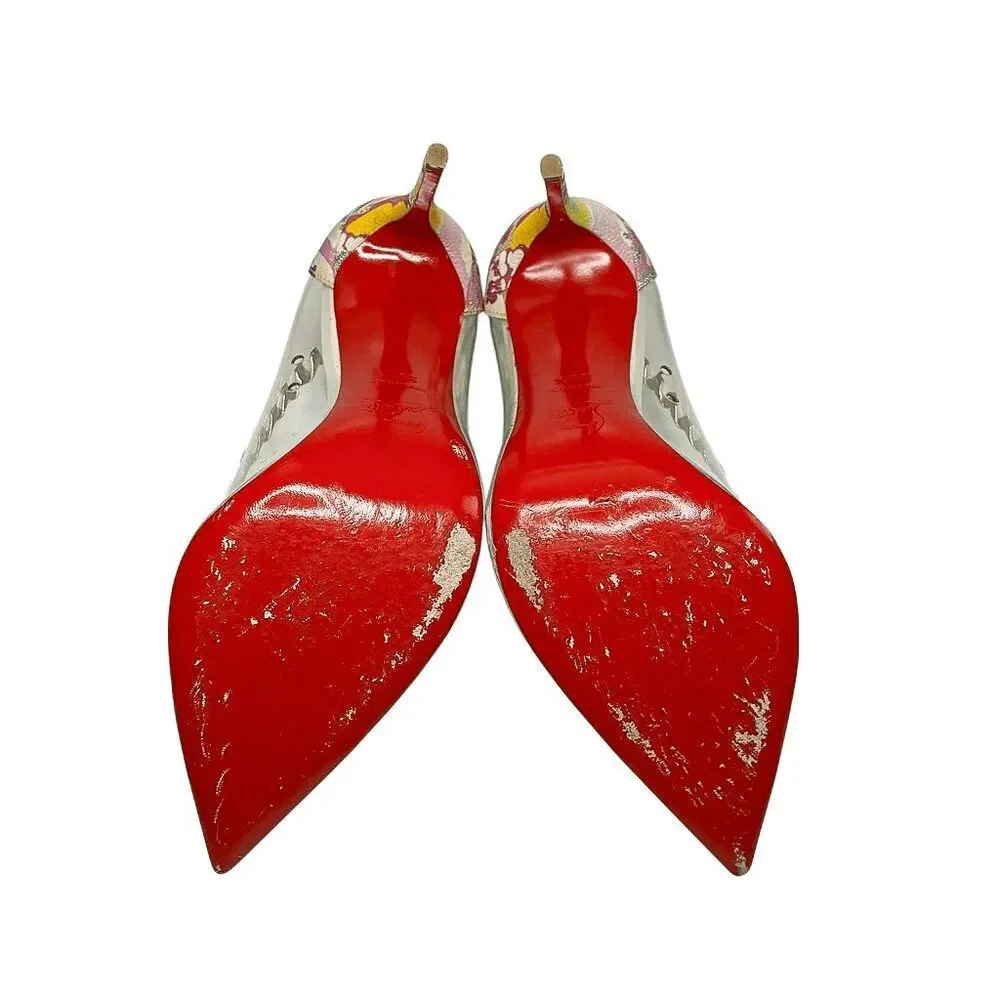 Christian Louboutin Lisabeth 100 Kyoto PVC Patent Pumps 39.5 Floral High Heels